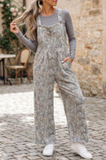 Brown Camouflage Twist Ribbed Sleeveless Full-Length Casual Jumpsuit