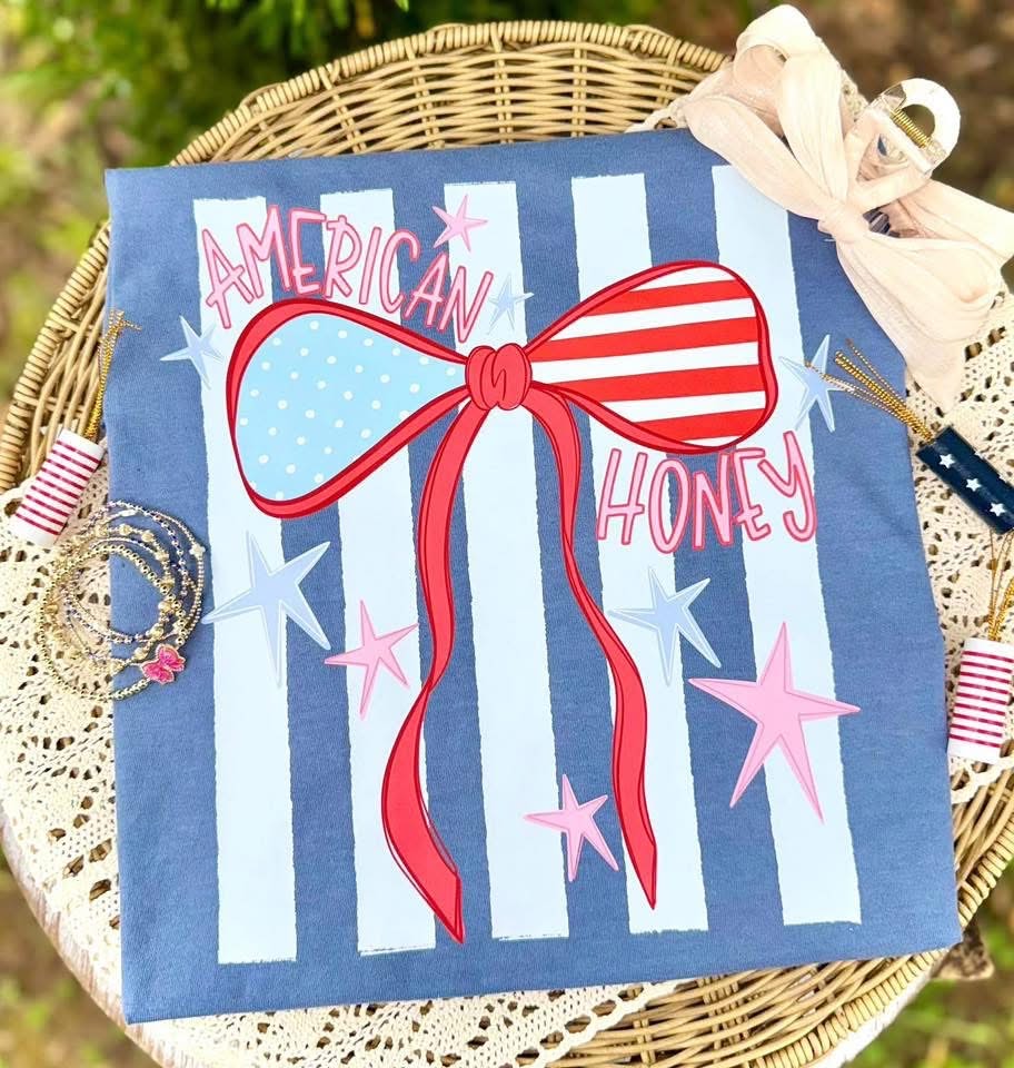 American Honey Patriotic Bow Tee