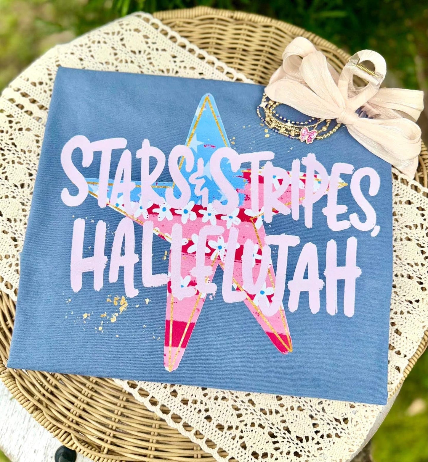 Stars & Stripes, Hallelujah Patriotic Faith Tee
