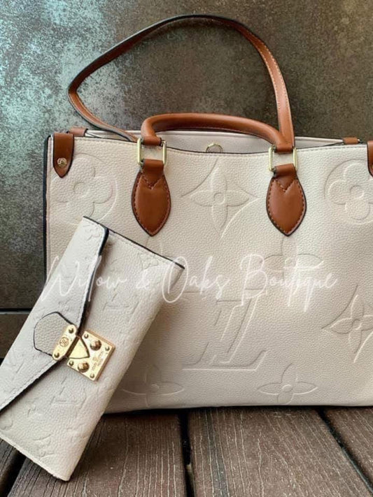 Luxe OTG MM – Cream & Tan Tote Bag (PREORDER)