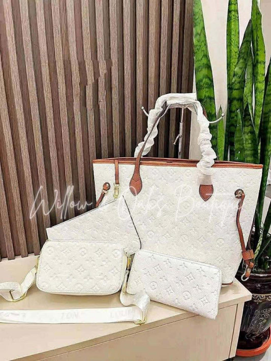 Luxe- White and Tan Bag Set
