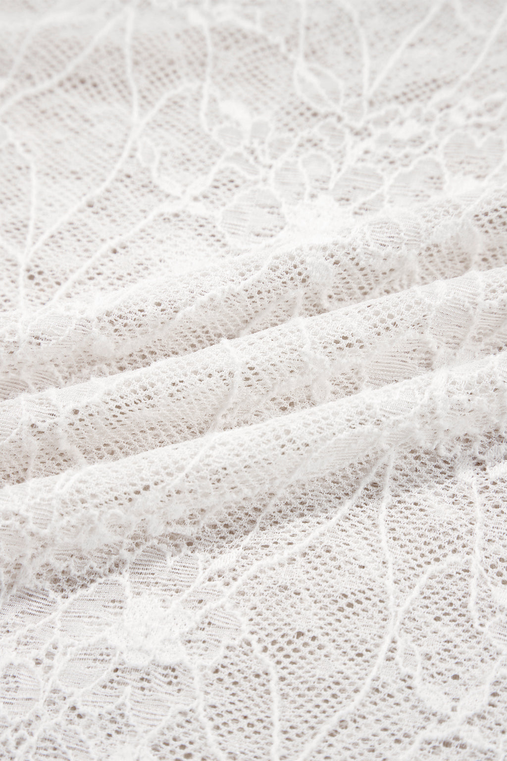 Beige Long Sleeve Sheer Mesh Lace Top